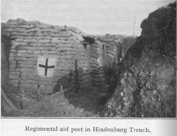 Regimental aid post in Hindenburg Trench.